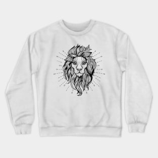 Lion portrait in geometric tattoo style with dots and circle shapes Crewneck Sweatshirt